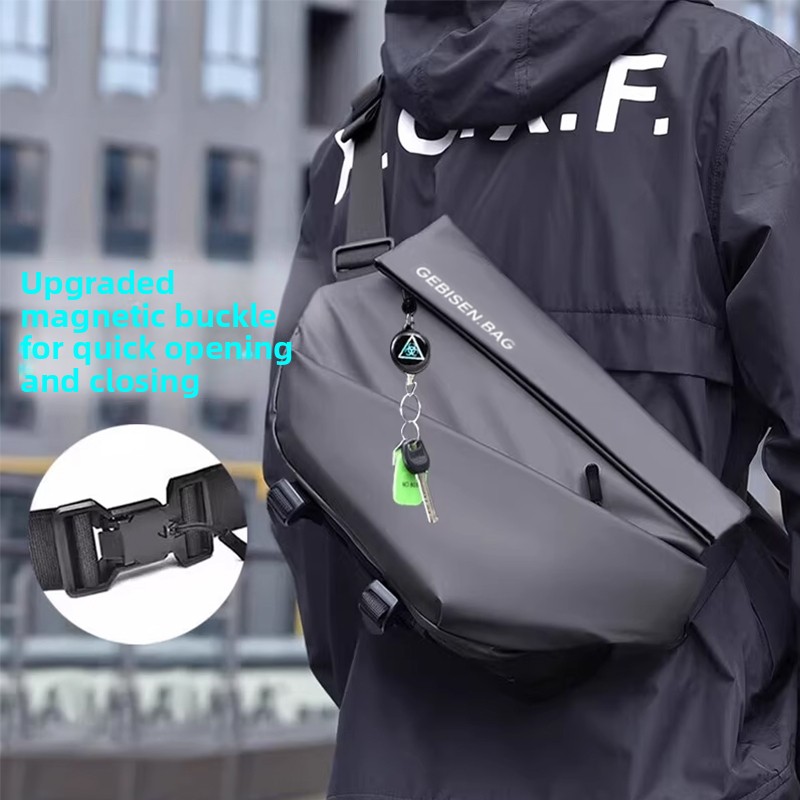 Cycling Commuter - Magnetic Buckle Men Crossbody Bag, Large